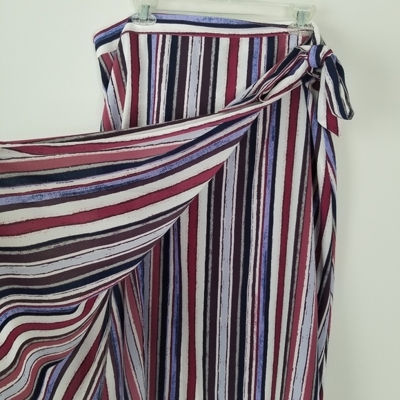 NWT Alex Marie Anna Midi Wrap Skirt Multi Stripe Size 18 Side Tie Mauve/Blue - Picture 9 of 12